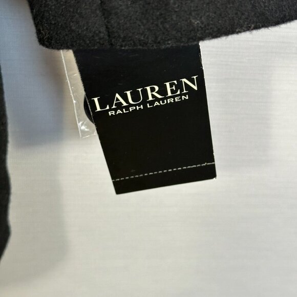 Lauren Ralph Lauren Black Label Wool Peacoat Womens 8 Black Tab Front Button NEW - Picture 7 of 13